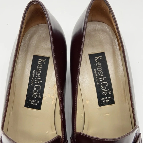 Kenneth Cole Brown Leather Square Toe Loafer Heels - Picture 7 of 10